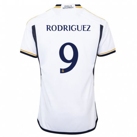 Kandiny Niño Camiseta Álvaro Rodríguez #9 Blanco 1ª Equipación 2023/24 La Camisa Chile