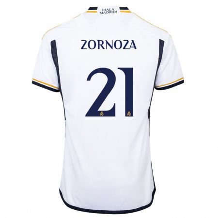 Kandiny Niño Camiseta Claudia Zornoza #21 Blanco 1ª Equipación 2023/24 La Camisa Chile