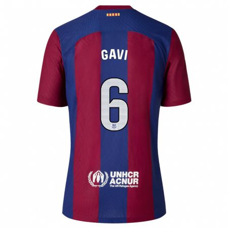 Kandiny Niño Camiseta Gavi #6 Rojo Azul 1ª Equipación 2023/24 La Camisa Chile