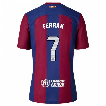Kandiny Niño Camiseta Ferran Torres #7 Rojo Azul 1ª Equipación 2023/24 La Camisa Chile
