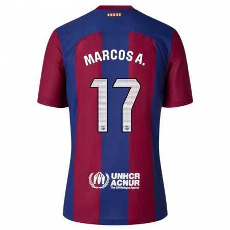 Kandiny Niño Camiseta Marcos Alonso #17 Rojo Azul 1ª Equipación 2023/24 La Camisa Chile