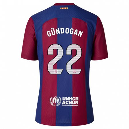 Kandiny Niño Camiseta Ilkay Gündogan #22 Rojo Azul 1ª Equipación 2023/24 La Camisa Chile