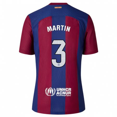 Kandiny Niño Camiseta Gerard Martin #3 Rojo Azul 1ª Equipación 2023/24 La Camisa Chile