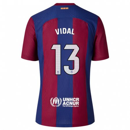 Kandiny Niño Camiseta Marc Vidal #13 Rojo Azul 1ª Equipación 2023/24 La Camisa Chile