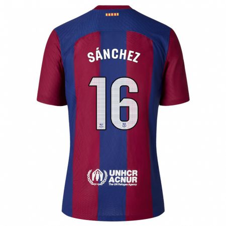 Kandiny Niño Camiseta Edu Sánchez #16 Rojo Azul 1ª Equipación 2023/24 La Camisa Chile