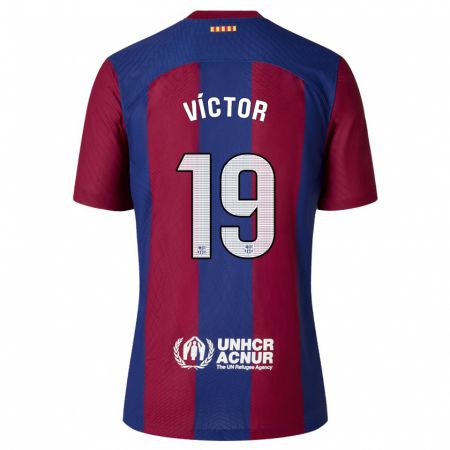 Kandiny Niño Camiseta Pau Víctor #19 Rojo Azul 1ª Equipación 2023/24 La Camisa Chile