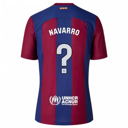 Kandiny Niño Camiseta Albert Navarro #0 Rojo Azul 1ª Equipación 2023/24 La Camisa Chile
