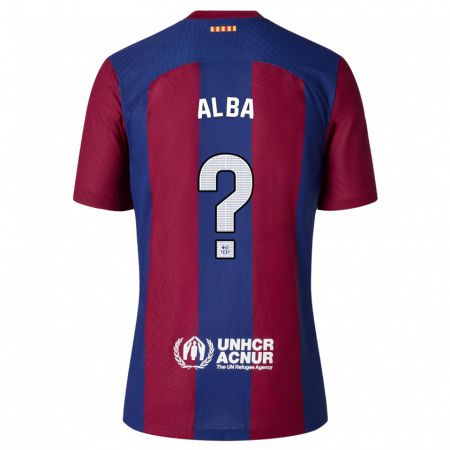 Kandiny Niño Camiseta Javi Alba #0 Rojo Azul 1ª Equipación 2023/24 La Camisa Chile