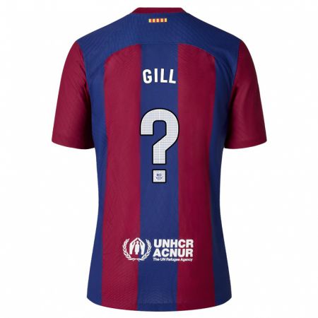 Kandiny Niño Camiseta Adrian Gill #0 Rojo Azul 1ª Equipación 2023/24 La Camisa Chile