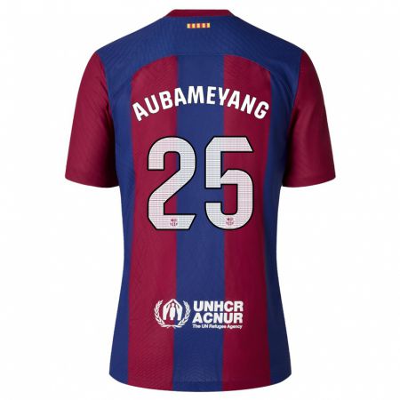 Kandiny Niño Camiseta Pierre Emerick Aubameyang #25 Rojo Azul 1ª Equipación 2023/24 La Camisa Chile