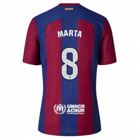 Kandiny Niño Camiseta Marta Torrejon #8 Rojo Azul 1ª Equipación 2023/24 La Camisa Chile