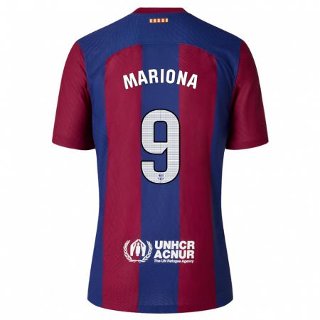 Kandiny Niño Camiseta Mariona Caldentey #9 Rojo Azul 1ª Equipación 2023/24 La Camisa Chile