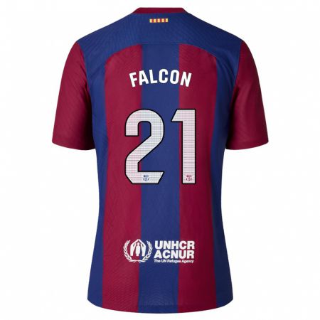 Kandiny Niño Camiseta Andrea Falcon #21 Rojo Azul 1ª Equipación 2023/24 La Camisa Chile