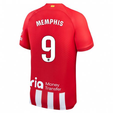 Kandiny Niño Camiseta Memphis Depay #9 Rojo Blanco 1ª Equipación 2023/24 La Camisa Chile