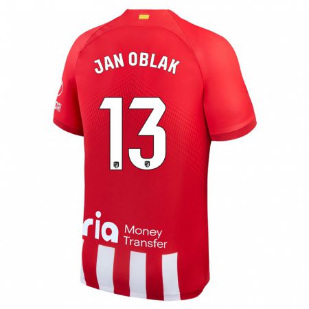 Kandiny Niño Camiseta Jan Oblak #13 Rojo Blanco 1ª Equipación 2023/24 La Camisa Chile