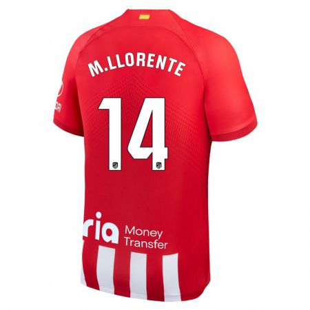 Kandiny Niño Camiseta Marcos Llorente #14 Rojo Blanco 1ª Equipación 2023/24 La Camisa Chile