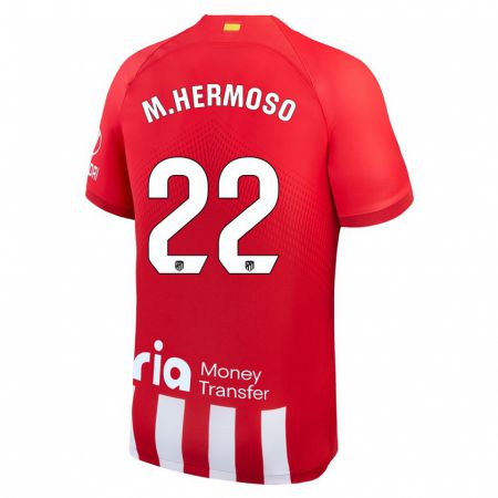 Kandiny Niño Camiseta Mario Hermoso #22 Rojo Blanco 1ª Equipación 2023/24 La Camisa Chile