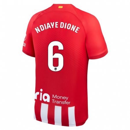 Kandiny Niño Camiseta Assane Ndiaye Dione #6 Rojo Blanco 1ª Equipación 2023/24 La Camisa Chile