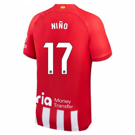 Kandiny Niño Camiseta Adrián Niño #17 Rojo Blanco 1ª Equipación 2023/24 La Camisa Chile
