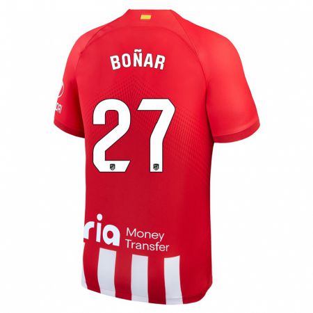 Kandiny Niño Camiseta Javier Boñar #27 Rojo Blanco 1ª Equipación 2023/24 La Camisa Chile