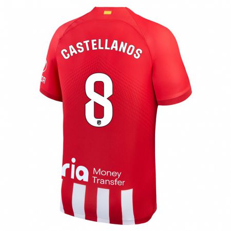 Kandiny Niño Camiseta Jorge Castellanos #8 Rojo Blanco 1ª Equipación 2023/24 La Camisa Chile