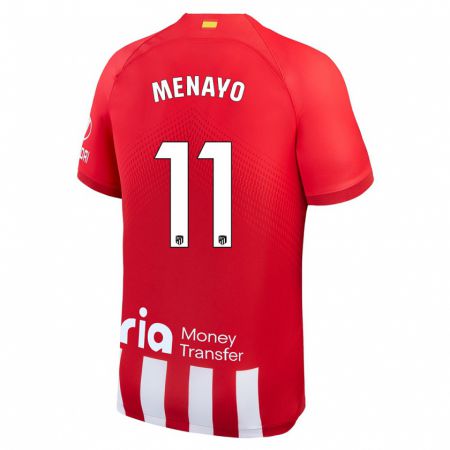 Kandiny Niño Camiseta Carmen Menayo #11 Rojo Blanco 1ª Equipación 2023/24 La Camisa Chile