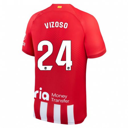 Kandiny Niño Camiseta Paula Vizoso #24 Rojo Blanco 1ª Equipación 2023/24 La Camisa Chile
