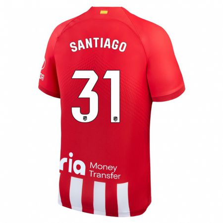 Kandiny Niño Camiseta Abraham Santiago #31 Rojo Blanco 1ª Equipación 2023/24 La Camisa Chile