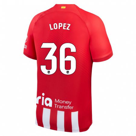 Kandiny Niño Camiseta David Lopez #36 Rojo Blanco 1ª Equipación 2023/24 La Camisa Chile