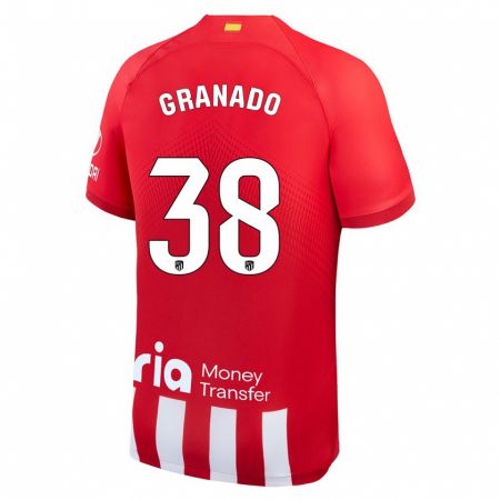 Kandiny Niño Camiseta Adrian Granado #38 Rojo Blanco 1ª Equipación 2023/24 La Camisa Chile