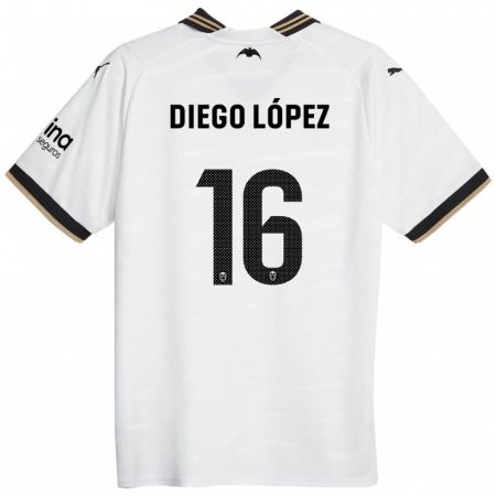 Kandiny Niño Camiseta Diego López #16 Blanco 1ª Equipación 2023/24 La Camisa Chile