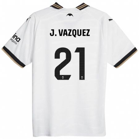 Kandiny Niño Camiseta Jesús Vázquez #21 Blanco 1ª Equipación 2023/24 La Camisa Chile