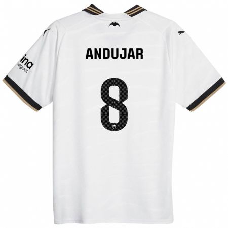 Kandiny Niño Camiseta Candela Andujar #8 Blanco 1ª Equipación 2023/24 La Camisa Chile