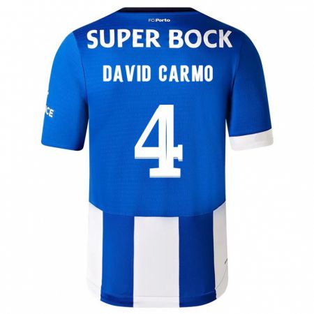Kandiny Niño Camiseta David Carmo #4 Azul Blanco 1ª Equipación 2023/24 La Camisa Chile