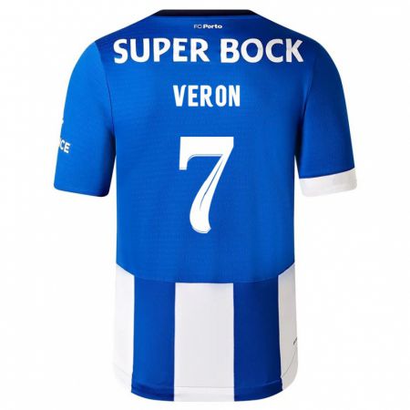Kandiny Niño Camiseta Gabriel Veron #7 Azul Blanco 1ª Equipación 2023/24 La Camisa Chile