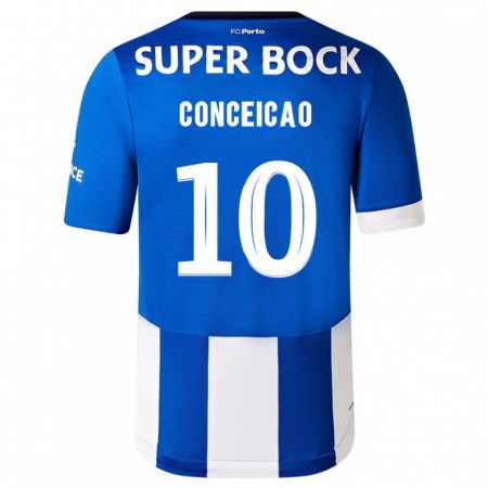 Kandiny Niño Camiseta Francisco Conceição #10 Azul Blanco 1ª Equipación 2023/24 La Camisa Chile
