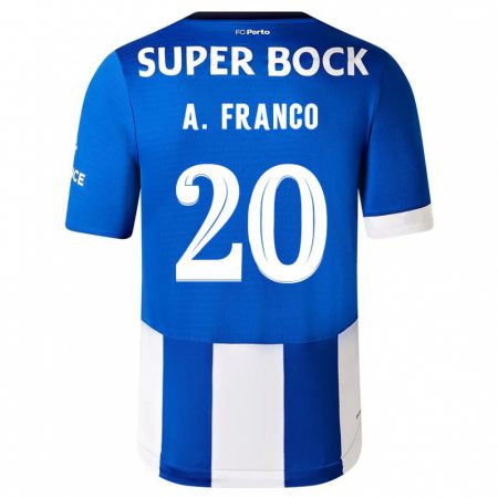 Kandiny Niño Camiseta André Franco #20 Azul Blanco 1ª Equipación 2023/24 La Camisa Chile