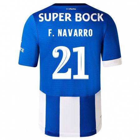 Kandiny Niño Camiseta Fran Navarro #21 Azul Blanco 1ª Equipación 2023/24 La Camisa Chile