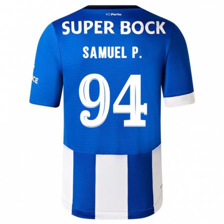 Kandiny Niño Camiseta Samuel #94 Azul Blanco 1ª Equipación 2023/24 La Camisa Chile