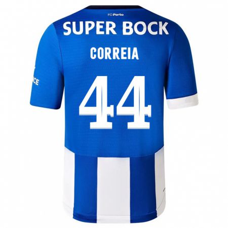 Kandiny Niño Camiseta Romain Correia #44 Azul Blanco 1ª Equipación 2023/24 La Camisa Chile