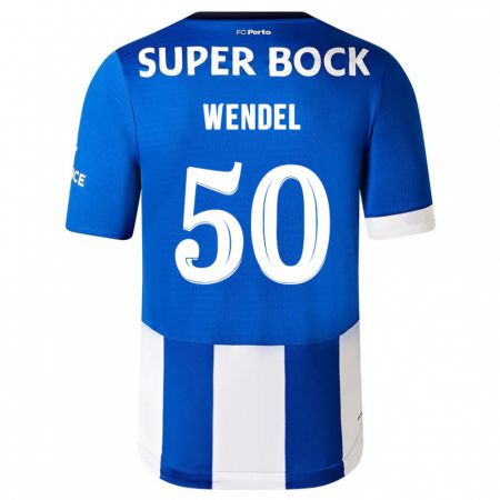 Kandiny Niño Camiseta Wendel #50 Azul Blanco 1ª Equipación 2023/24 La Camisa Chile