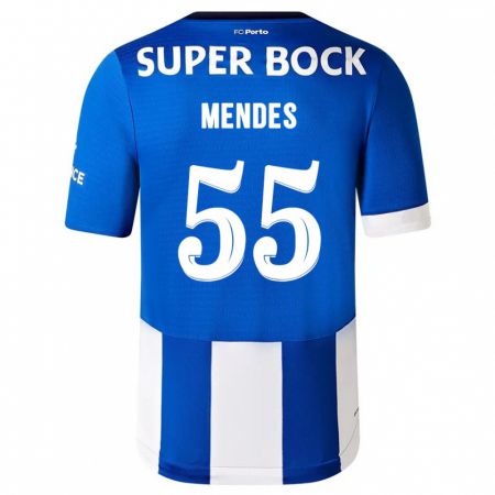 Kandiny Niño Camiseta João Mendes #55 Azul Blanco 1ª Equipación 2023/24 La Camisa Chile