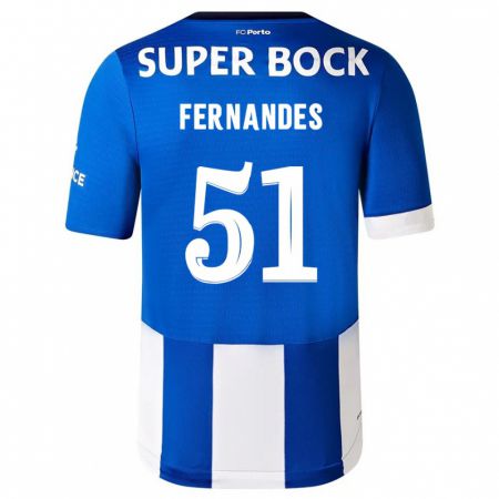 Kandiny Niño Camiseta Diogo Fernandes #51 Azul Blanco 1ª Equipación 2023/24 La Camisa Chile