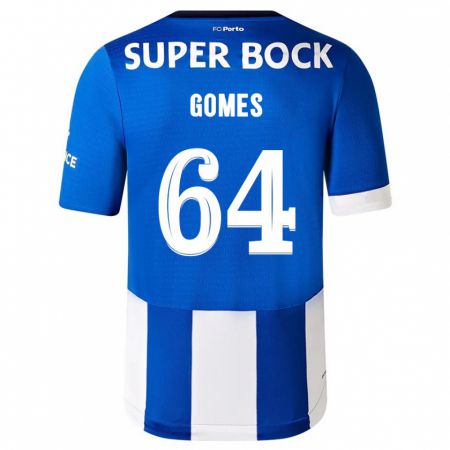Kandiny Niño Camiseta Luís Gomes #64 Azul Blanco 1ª Equipación 2023/24 La Camisa Chile