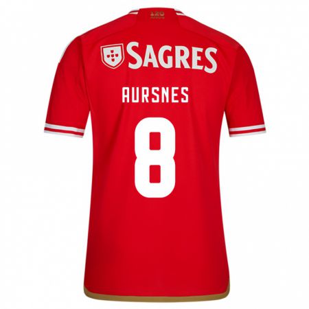 Kandiny Niño Camiseta Fredrik Aursnes #8 Rojo 1ª Equipación 2023/24 La Camisa Chile