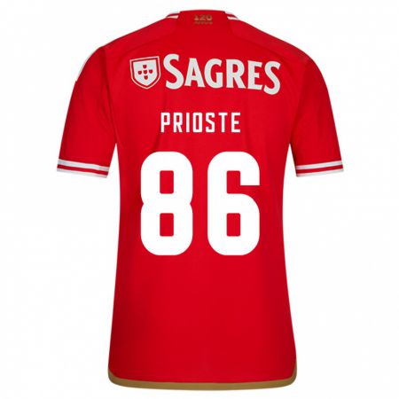 Kandiny Niño Camiseta Diogo Prioste #86 Rojo 1ª Equipación 2023/24 La Camisa Chile