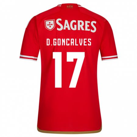 Kandiny Niño Camiseta Diogo Goncalves #17 Rojo 1ª Equipación 2023/24 La Camisa Chile