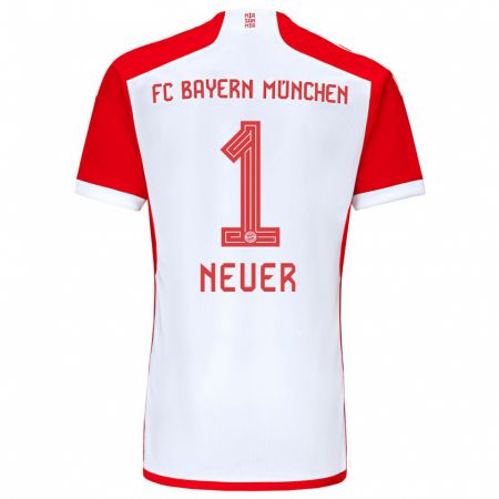 Kandiny Niño Camiseta Manuel Neuer #1 Rojo Blanco 1ª Equipación 2023/24 La Camisa Chile