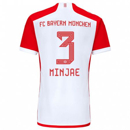 Kandiny Niño Camiseta Min-Jae Kim #3 Rojo Blanco 1ª Equipación 2023/24 La Camisa Chile