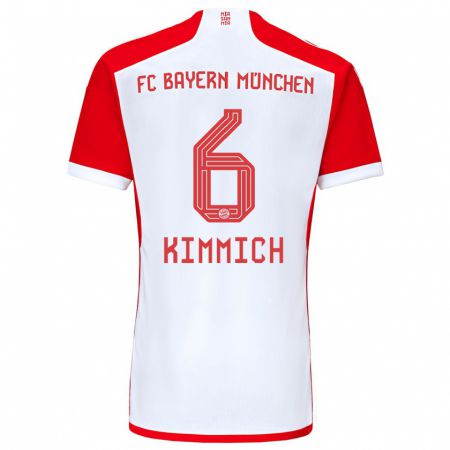 Kandiny Niño Camiseta Joshua Kimmich #6 Rojo Blanco 1ª Equipación 2023/24 La Camisa Chile